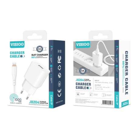Kit Chargeur USB / Lightning 2.4A - D-power J8204 - Blanc