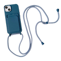 Coque en Silicone iPhone avec Porte Carte et Cordon Bleu