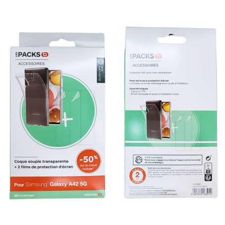 Pack Coque et film de protection Transparent Samsung